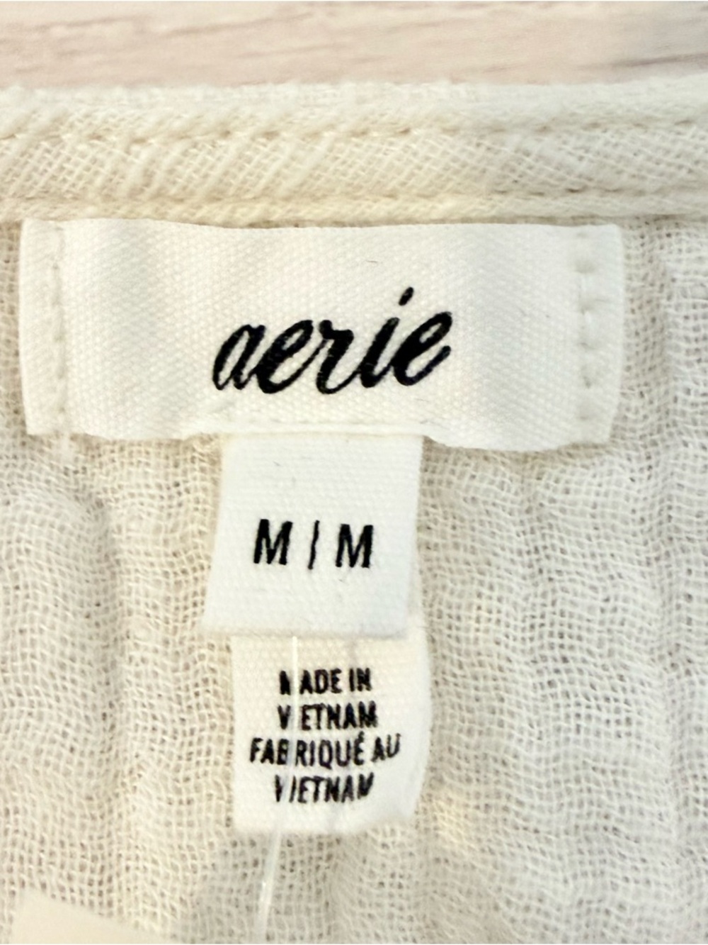 Aerie NWT Cream Gauze Tie Front Top Peplum Sleeveless Boho Cotton Blouse Medium - Picture 9 of 11